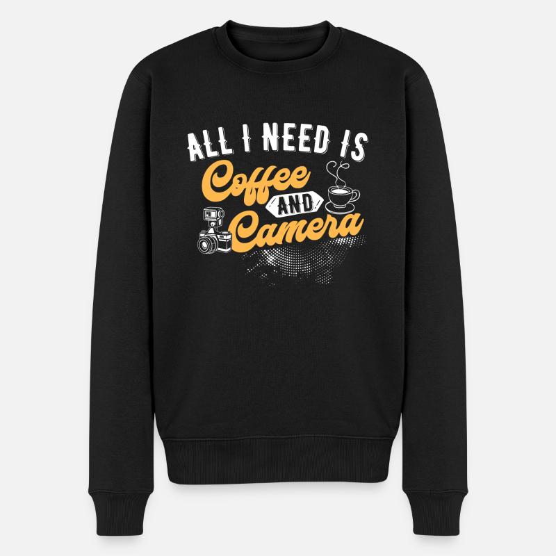 Fotograf Kaffee Kamera - Männer Premium Bio Pullover - Schwarz