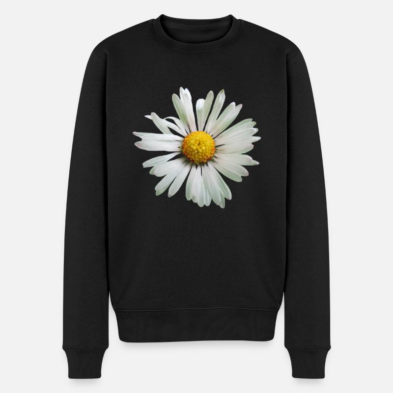 Margeriten Blume, Blüte, Gänseblümchen, floral - Männer Premium Bio Pullover - Schwarz