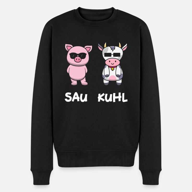 Sau Kuhl - Männer Premium Bio Pullover - Schwarz