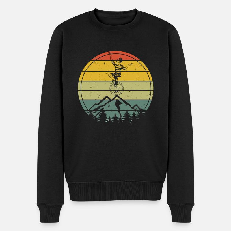 Vintage Einrad Fahrerin - Männer Premium Bio Pullover - Schwarz