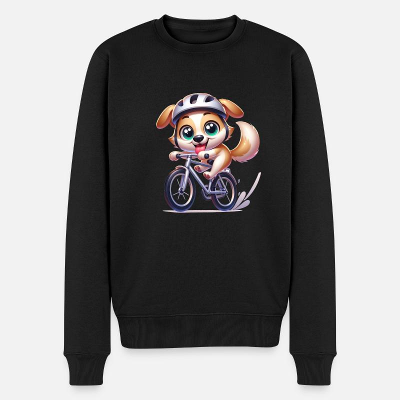 Cute Cyclist Dog - Männer Premium Bio Pullover - Schwarz