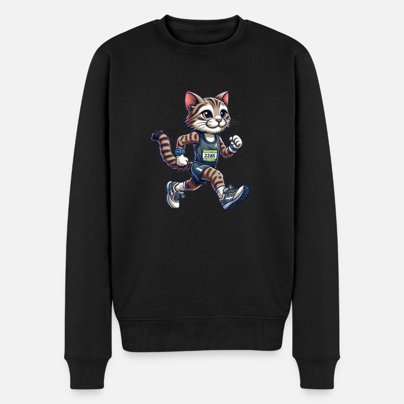 Chat marathonien mignon - Pull Premium bio Homme - noir