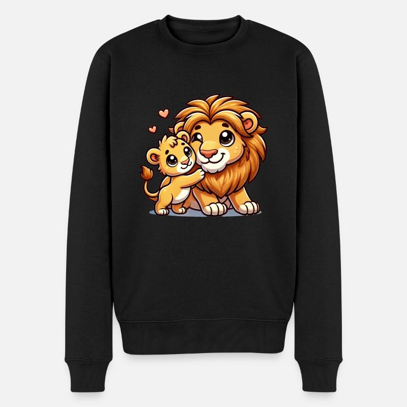 Parent lion aimant avec enfant - Pull Premium bio Homme - noir