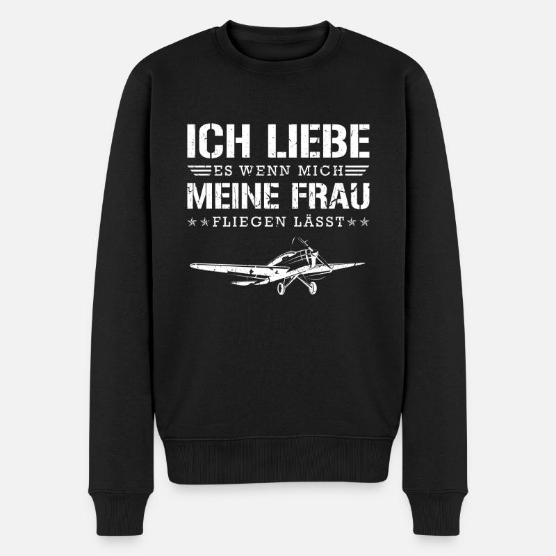 Piloten Motorflugzeug Segel Flieger - Männer Premium Bio Pullover - Schwarz