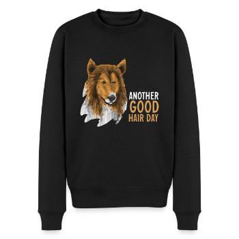 Collie à poil long Chien Rough Collie - Pull Premium bio Homme - noir - Devant - Nico (187cm)