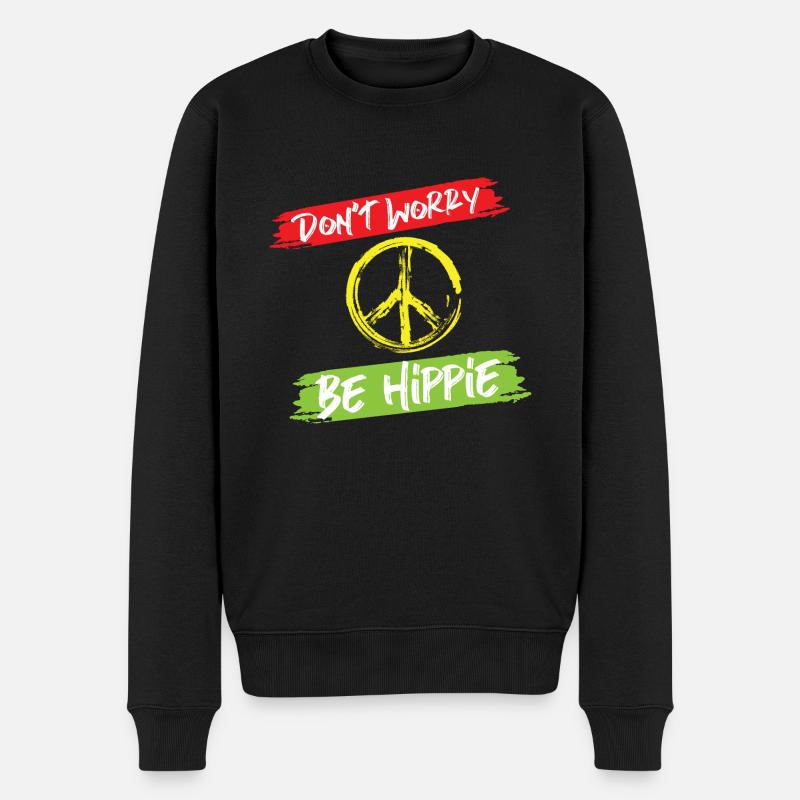 Hippie Karneval Kostüm Geschenk Peace - Männer Premium Bio Pullover - Schwarz