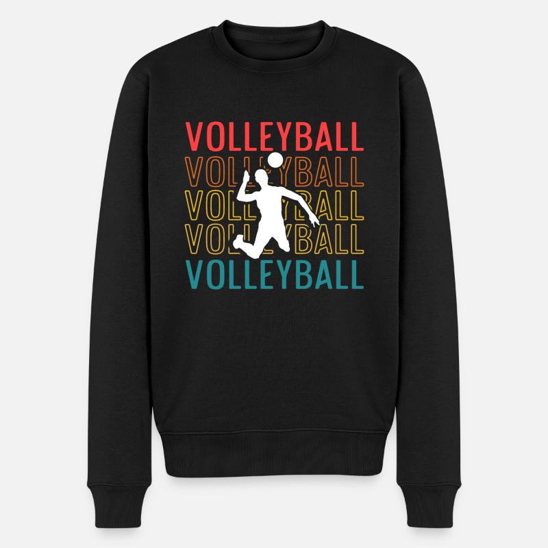 Retro Volleyball Men Spiker Vintage - Männer Premium Bio Pullover - Schwarz