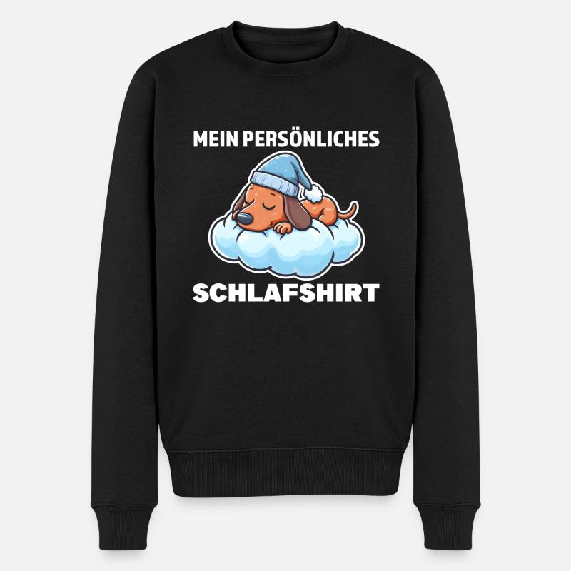 Schlafshirt Dachshund Schlafanzug Geschenk - Männer Premium Bio Pullover - Schwarz