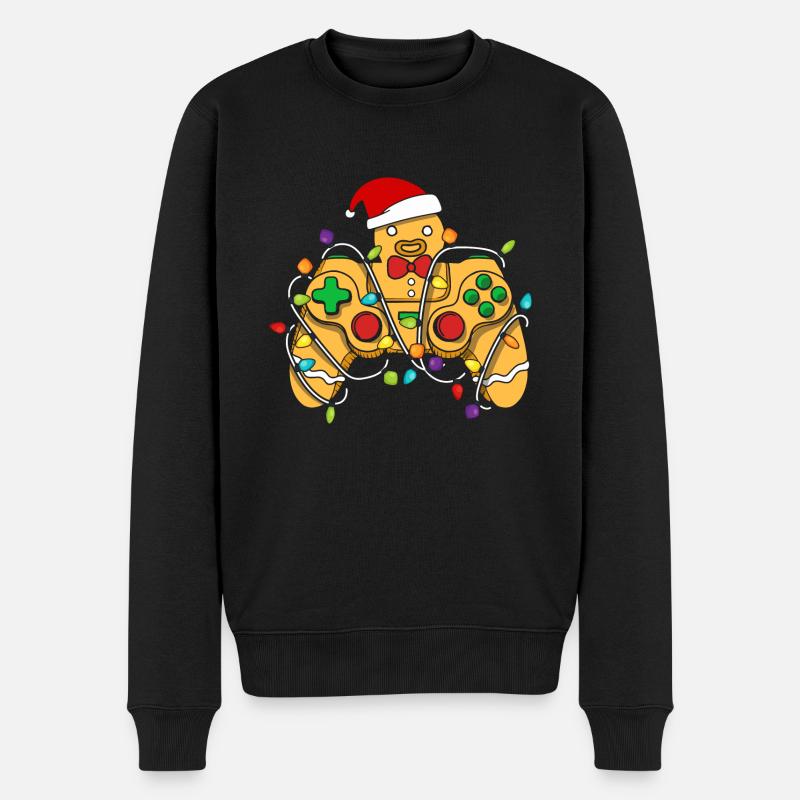 Christmas Gaming Controller Gingerbread - Männer Premium Bio Pullover - Schwarz