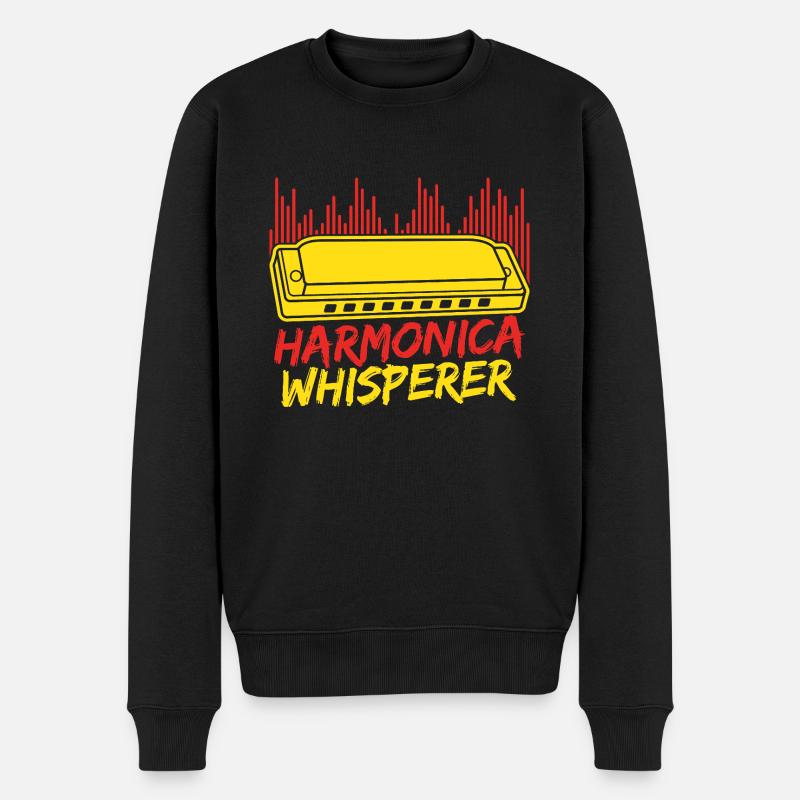 Funny Harmonica Player Whisperer Harmonica - Männer Premium Bio Pullover - Schwarz