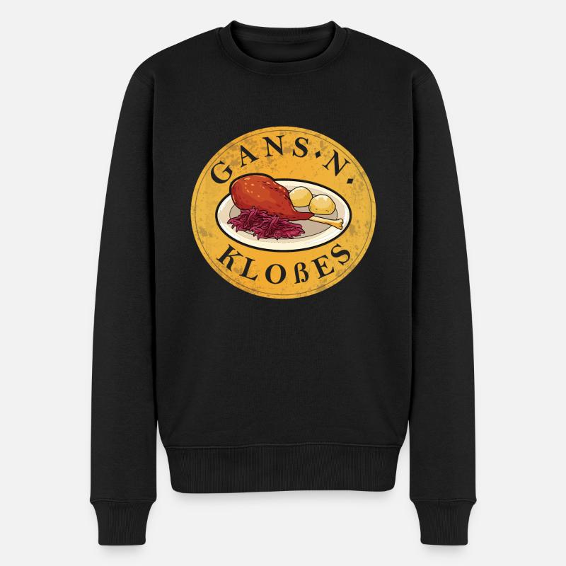 Gans N Kloßes I Gänsebraten mit Klößen - Männer Premium Bio Pullover - Schwarz