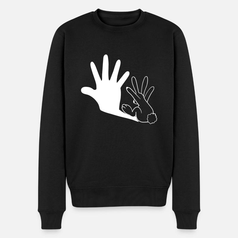 Lustiger Hase Schatten - Männer Premium Bio Pullover - Schwarz