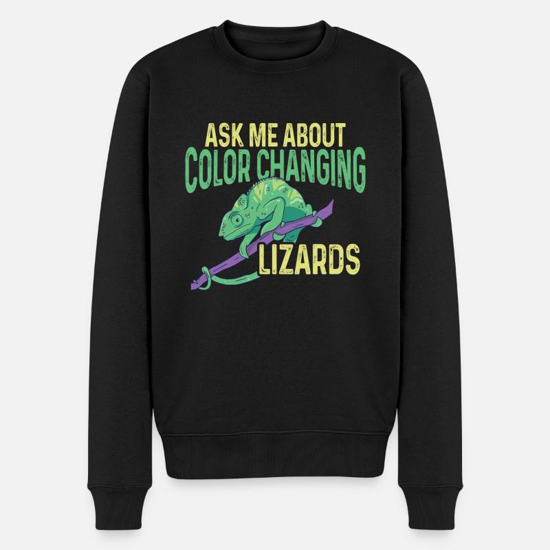 Caméléon, Lézard, Reptile, Herpétologiste - Pull Premium bio Homme - noir