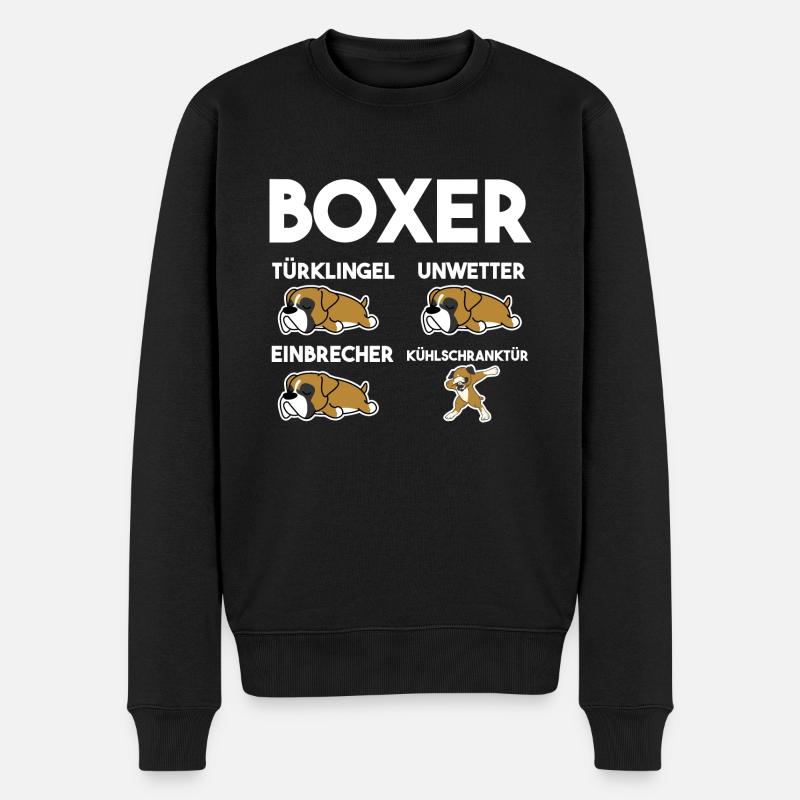 Hund Boxer - Männer Premium Bio Pullover - Schwarz