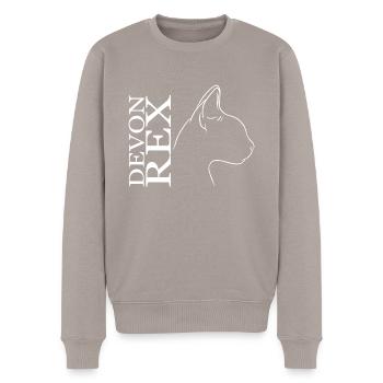 Devon Rex Profil Katzen Katze Wilsigns - Männer Premium Bio Pullover - Taupe - Vorne - Nico (187cm)