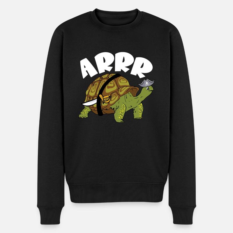 Arrr Pirate Tortoise Turtle Reptile Kids - Männer Premium Bio Pullover - Schwarz