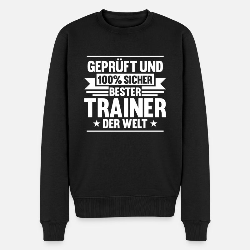 Bester Trainer Der Welt - Männer Premium Bio Pullover - Schwarz