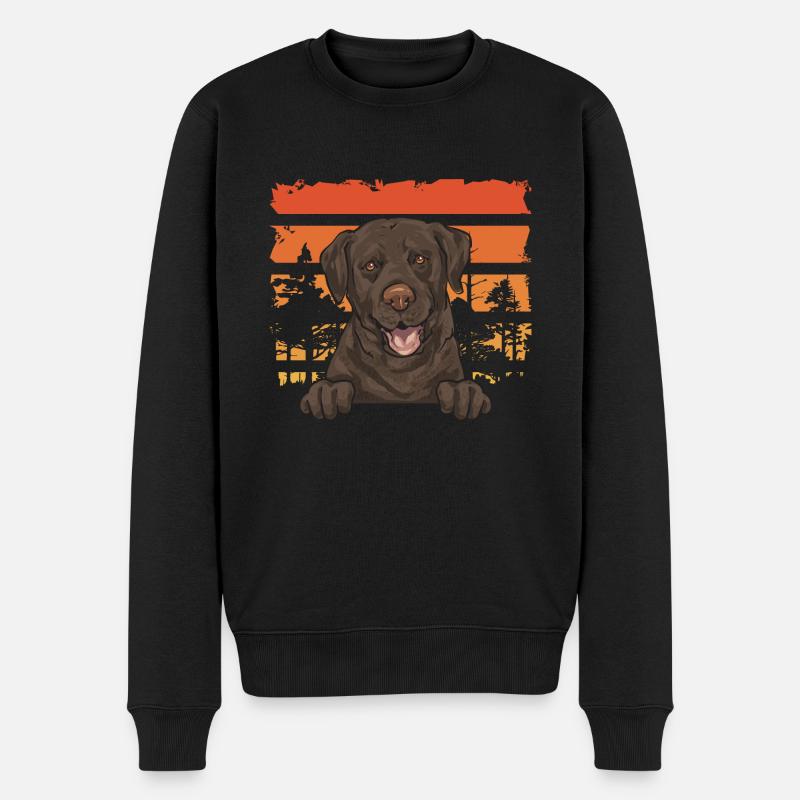 Chien Labrador Retriever chocolat - Pull Premium bio Homme - noir
