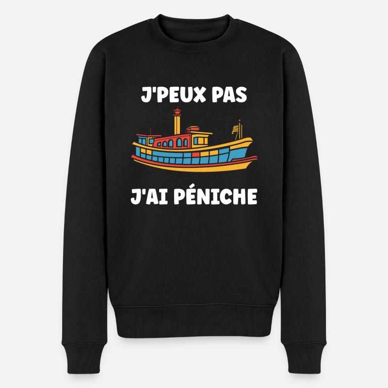 Bateau humour péniche - Pull Premium bio Homme - noir