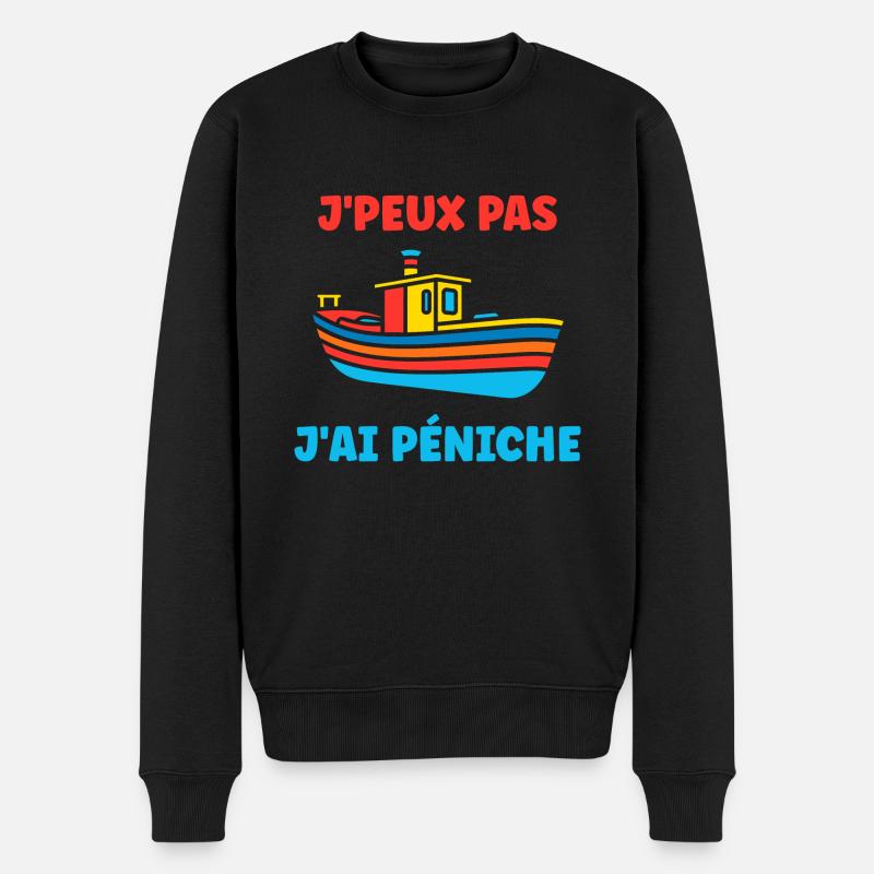 Bateau humour péniche - Pull Premium bio Homme - noir