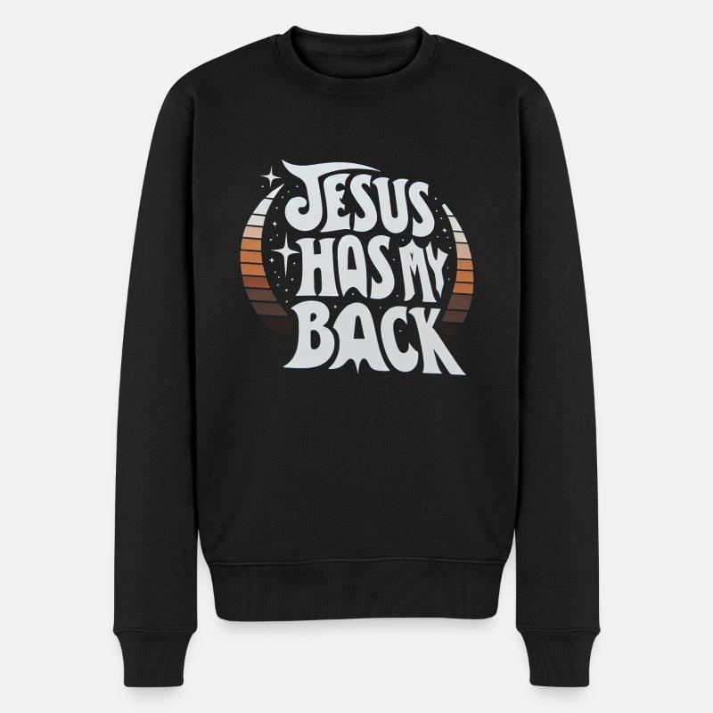 Jesus Has My Back 23 - Männer Premium Bio Pullover - Schwarz