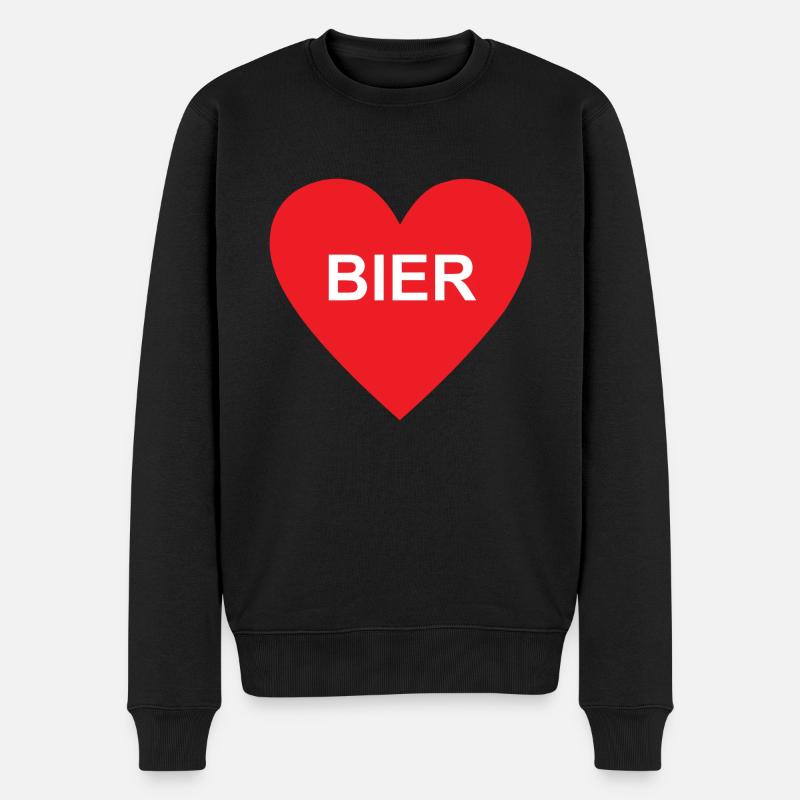 Ein Herz für Bier - Männer Premium Bio Pullover - Schwarz