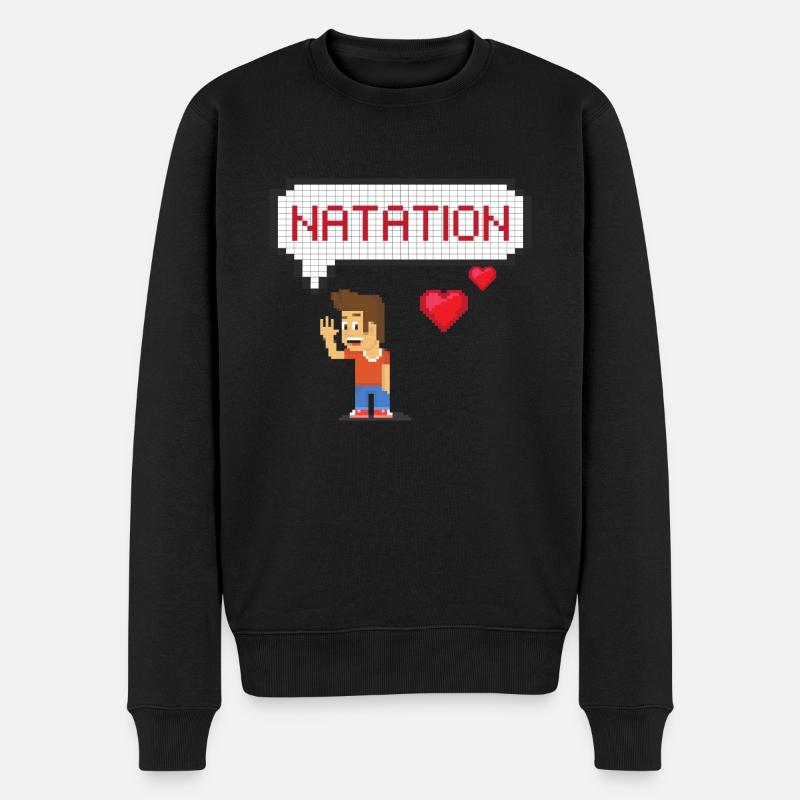 natation love pixel - Pull Premium bio Homme - noir
