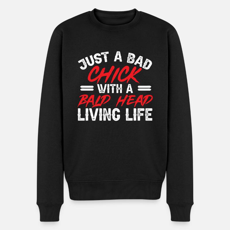 Glatze Kahlköpfigkeit Bart Glatzkopf - Männer Premium Bio Pullover - Schwarz
