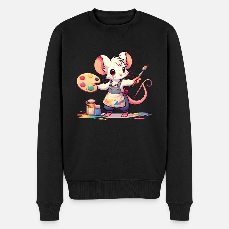 Cute Mouse Artist - Männer Premium Bio Pullover - Schwarz
