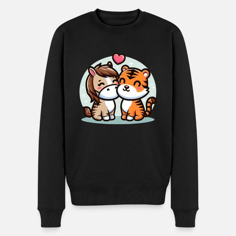 Câlin Cheval Et Tigre Amoureux - Pull Premium bio Homme - noir