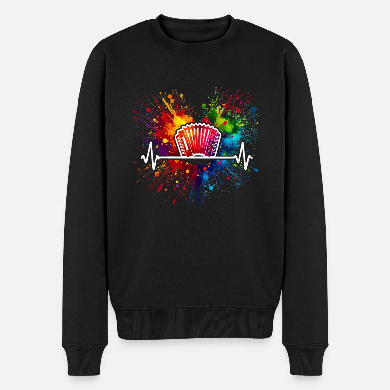 Akkordeon Herzschlag - Männer Premium Bio Pullover - Schwarz