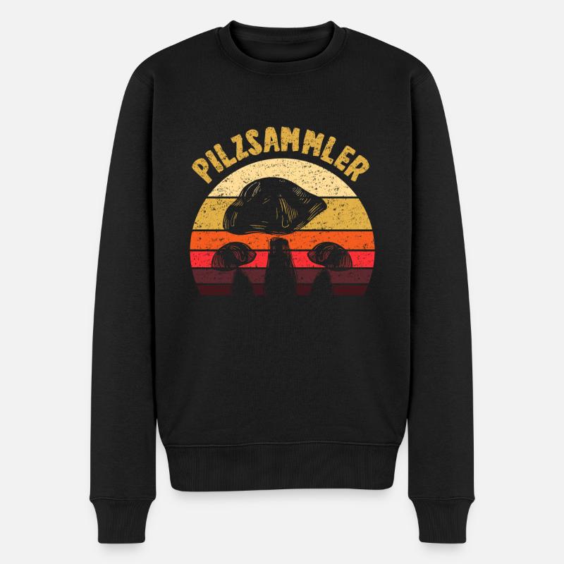 Pilzsammler retro - Pilzsammler - Männer Premium Bio Pullover - Schwarz