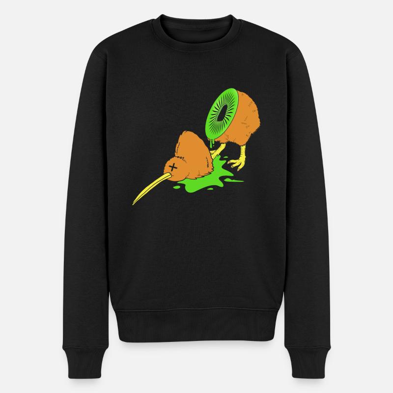 kiwi-vogel Kiwi Vogel - Männer Premium Bio Pullover - Schwarz