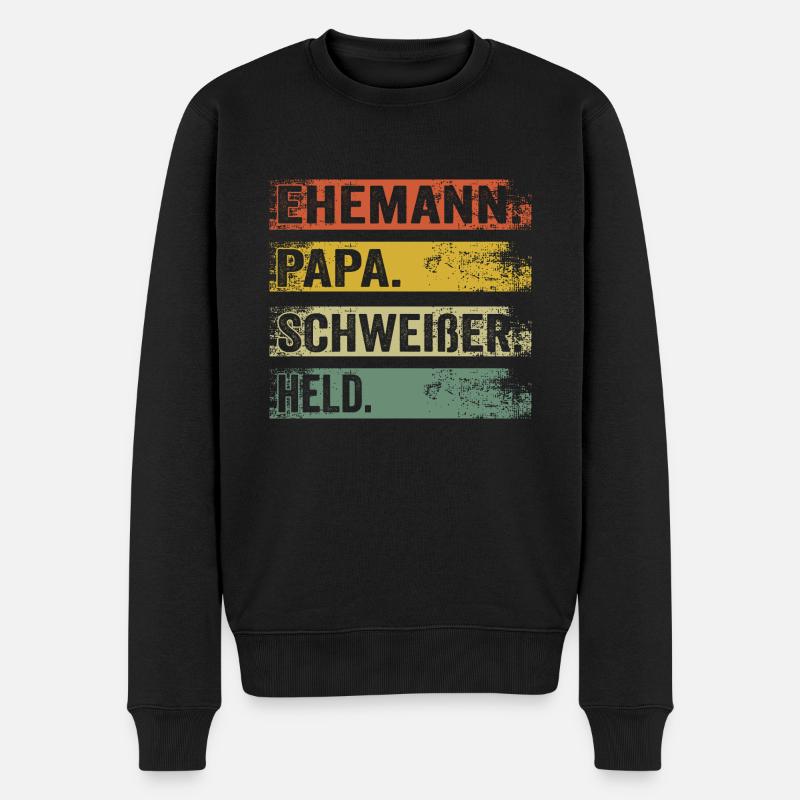 Schweißer Papa Vater Vatertag Metallbauer - Männer Premium Bio Pullover - Schwarz