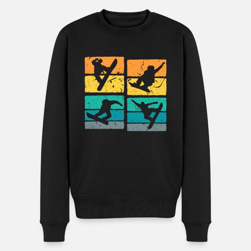 Snowboarder Retro - Männer Premium Bio Pullover - Schwarz
