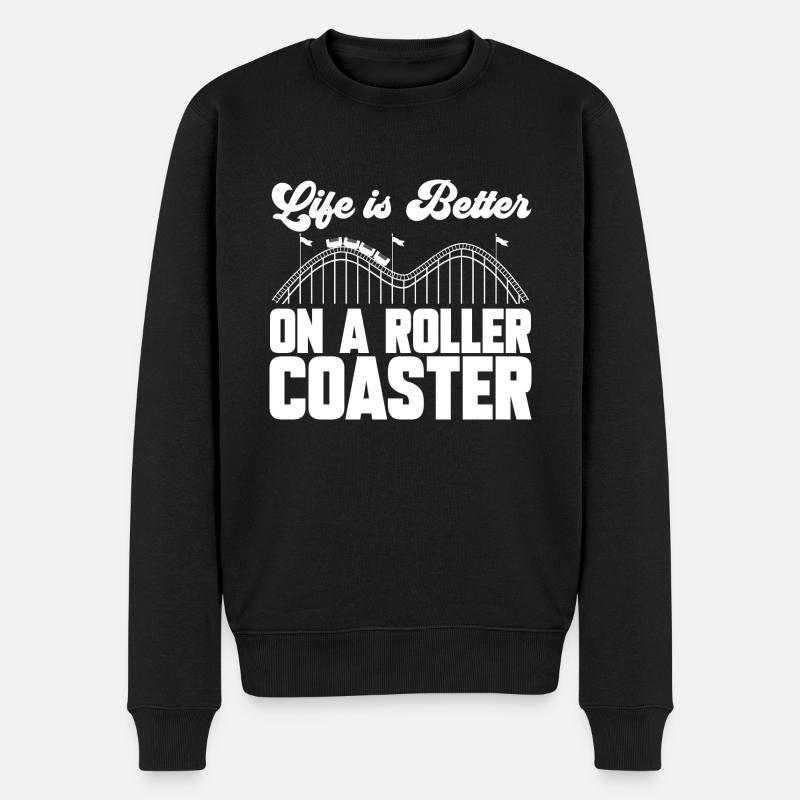 Achterbahn Rollercoaster Freizeitpark - Männer Premium Bio Pullover - Schwarz