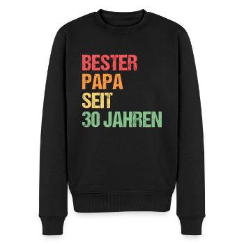 Papa 30 Jahre Vater Geschenk - Männer Premium Bio Pullover - Schwarz - Vorne - Nico (187cm)