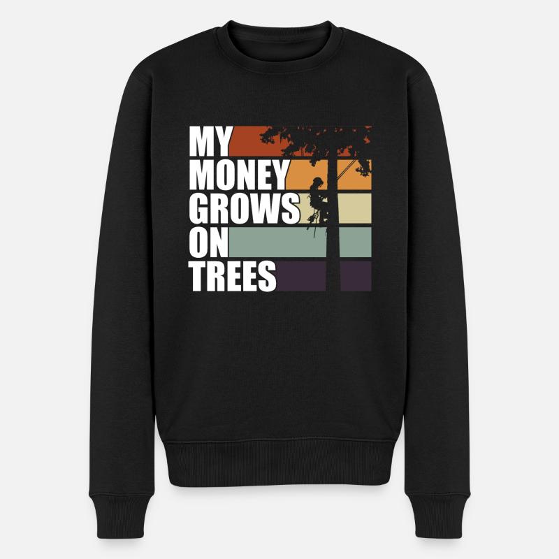 Mein Geld Wächst Auf Bäumen Vintage Tree Climb - Männer Premium Bio Pullover - Schwarz