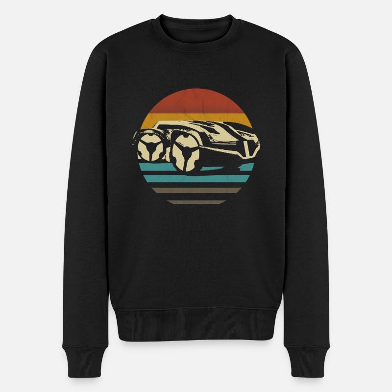 Rasenmähen Mähroboter retro - Männer Premium Bio Pullover - Schwarz