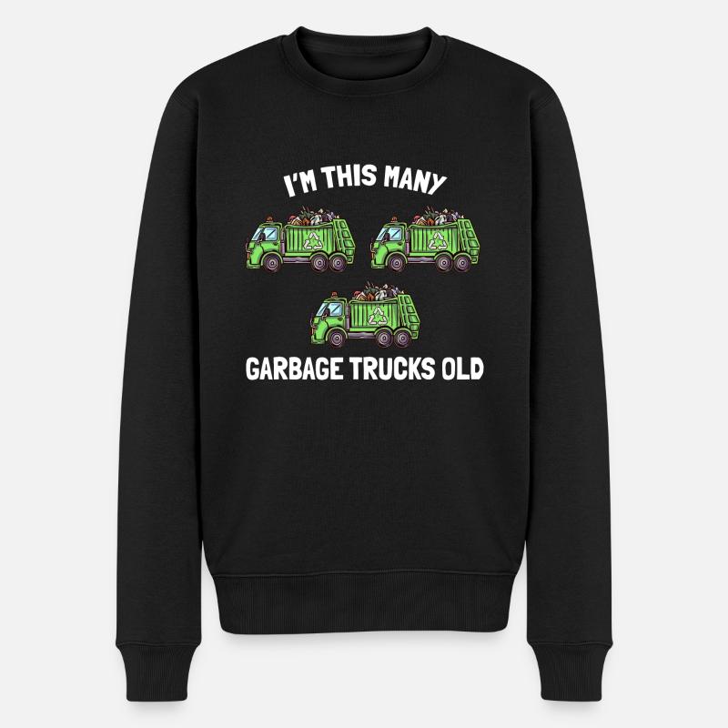 I'm This Many Garbage Trucks Old 3. Geburtstag - Männer Premium Bio Pullover - Schwarz