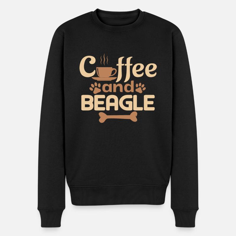Kaffee und Beagle - Männer Premium Bio Pullover - Schwarz