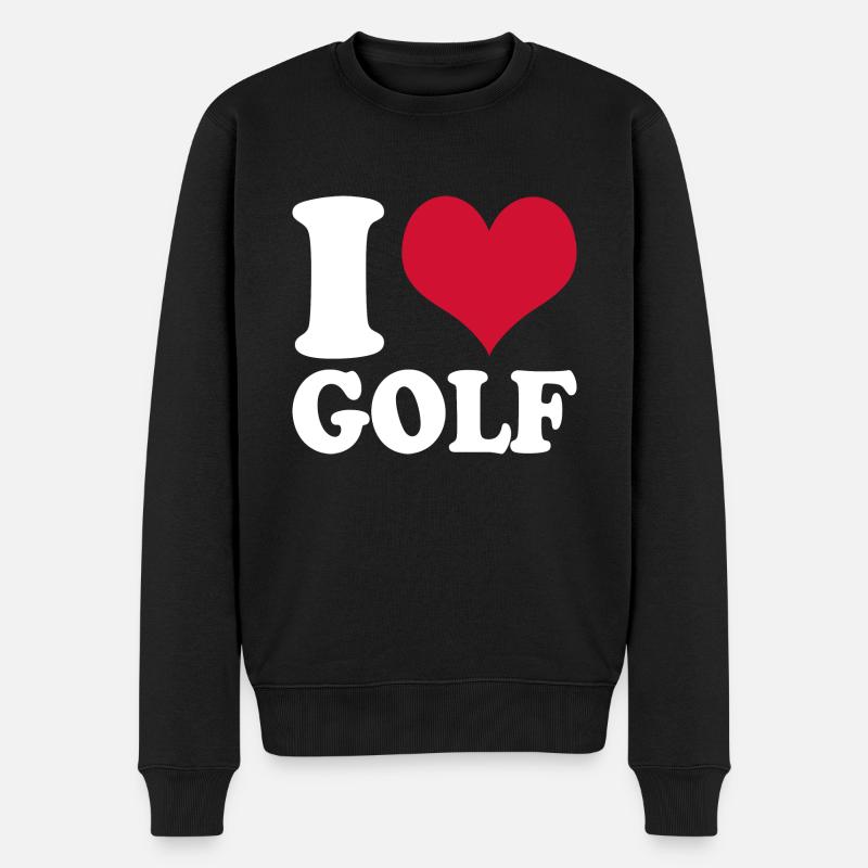 Golfspieler I Love Golf - Männer Premium Bio Pullover - Schwarz