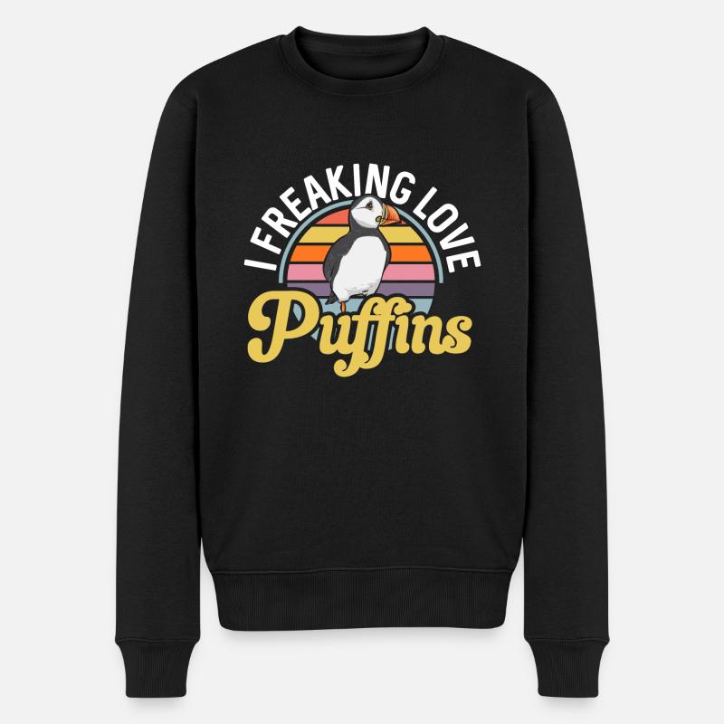 Papageientaucher Puffin Alkenvögel Lunde - Männer Premium Bio Pullover - Schwarz