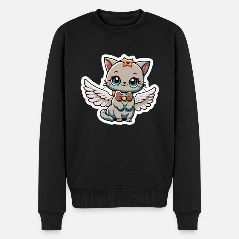 Cadeau d’ange gardien de chat - Pull Premium bio Homme - noir
