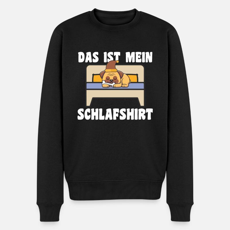 Schlafanzug Mops Pyjama Geschenk - Männer Premium Bio Pullover - Schwarz