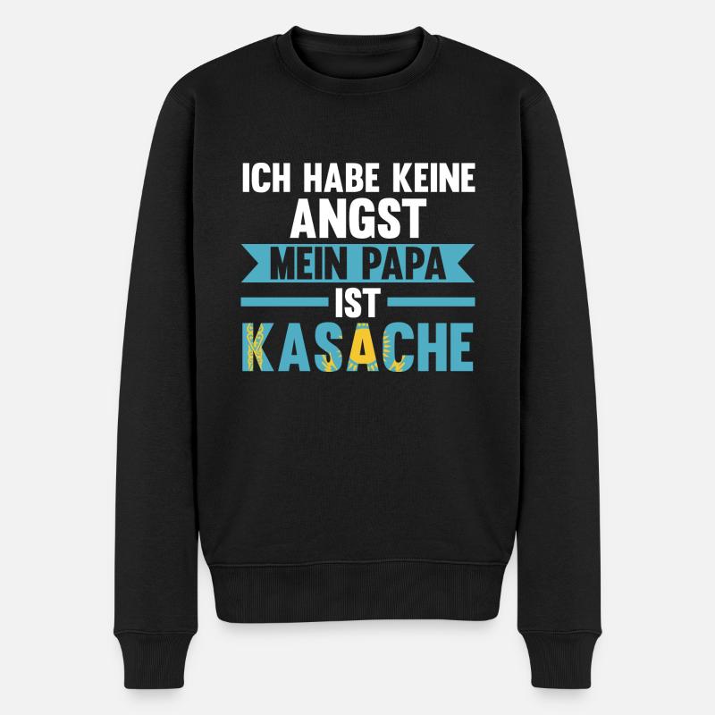 Ich habe keine Angst mein Papa ist Kasache - Männer Premium Bio Pullover - Schwarz