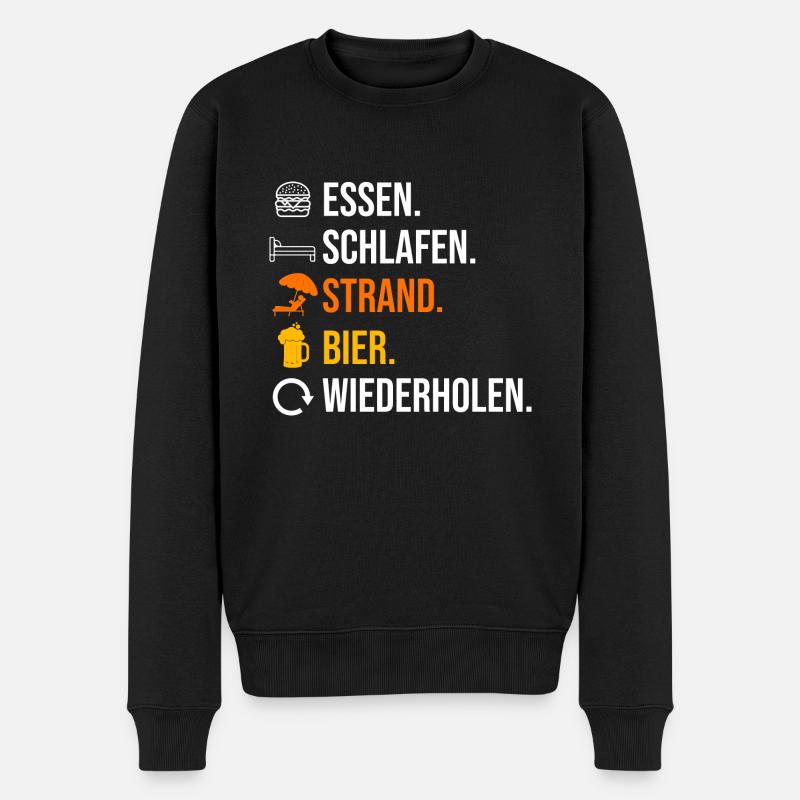 Sommerurlaub Bier Urlauber Urlaub - Männer Premium Bio Pullover - Schwarz