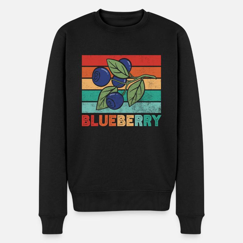 Heidelbeere Frucht Blaubeere - Männer Premium Bio Pullover - Schwarz