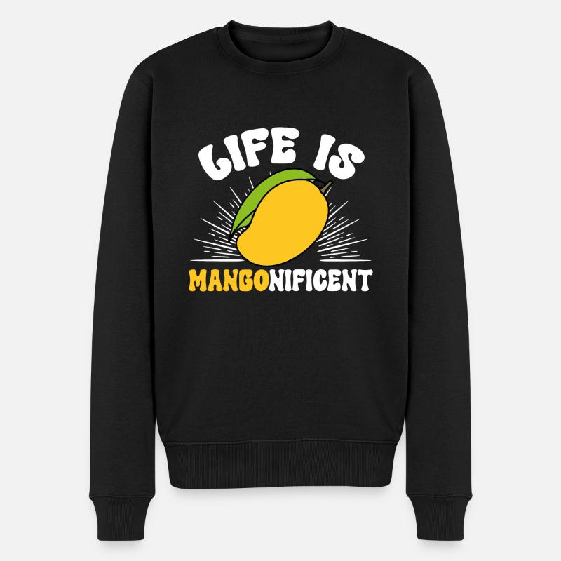 Mango Frucht Mango - Männer Premium Bio Pullover - Schwarz
