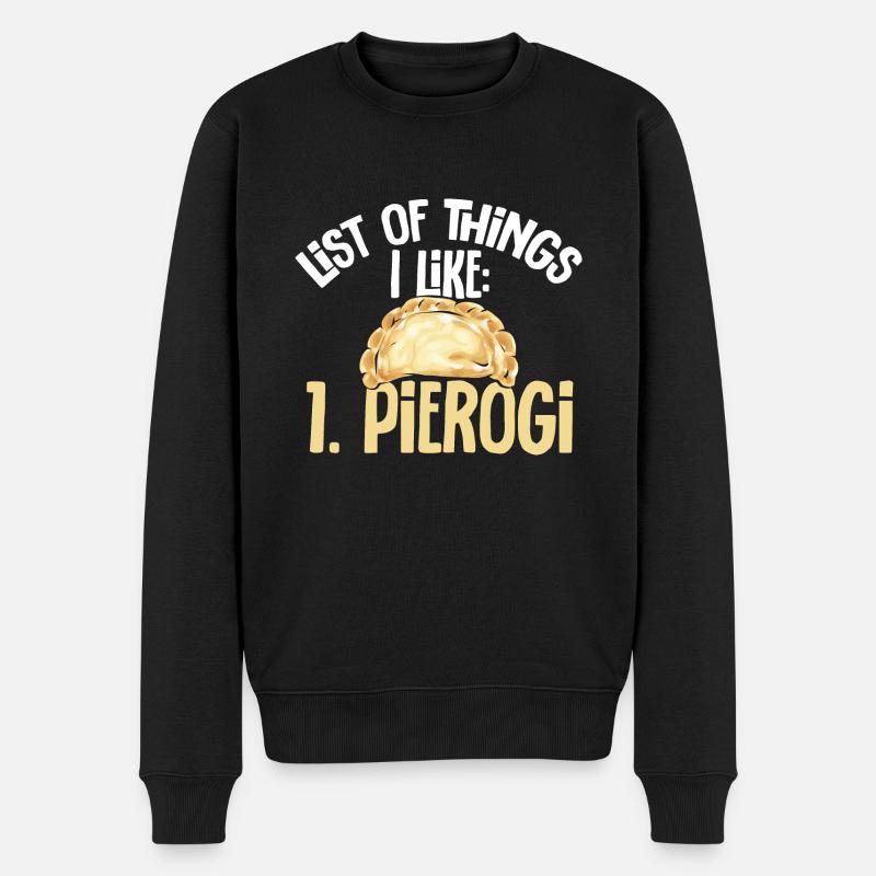 Polnisches Essen Pierogi - Männer Premium Bio Pullover - Schwarz
